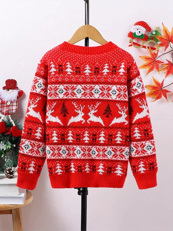 Mens Knit Sweater Reindeer Pattern Crewneck