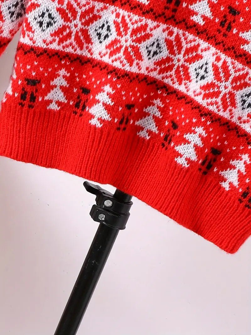 Mens Knit Sweater Reindeer Pattern Crewneck