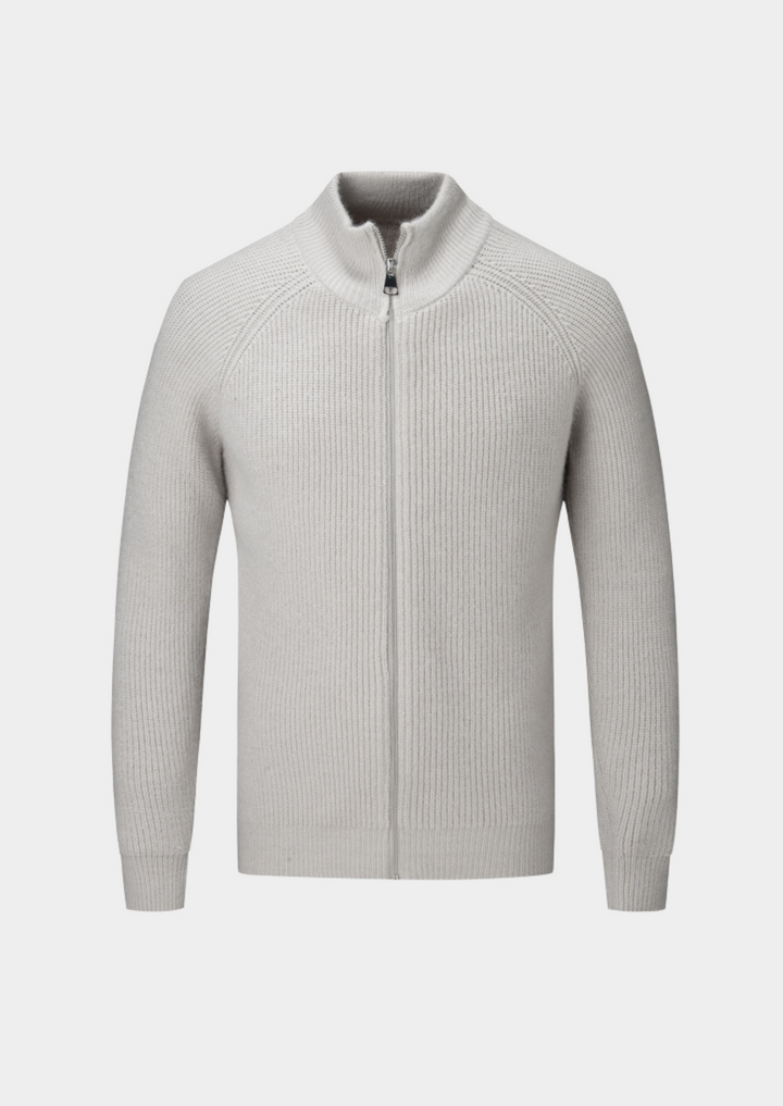 Mens Ribbed Sweater Full-Zip Knit - BritishMode