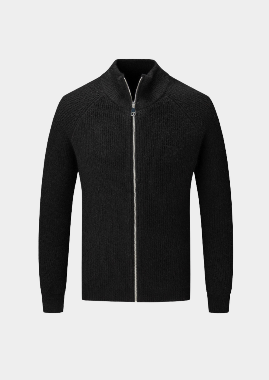 Mens Ribbed Sweater Full-Zip Knit