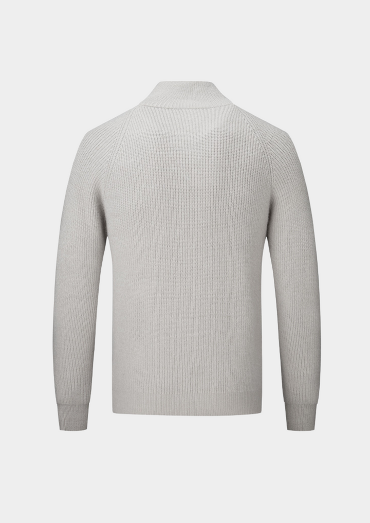 Mens Ribbed Sweater Full-Zip Knit
