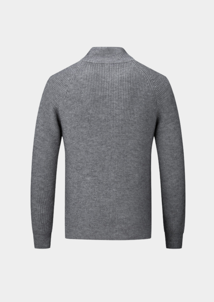 Mens Ribbed Sweater Full-Zip Knit
