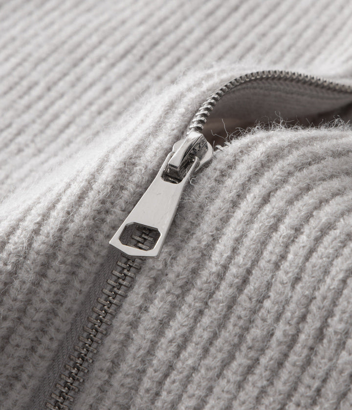 Mens Ribbed Sweater Full-Zip Knit