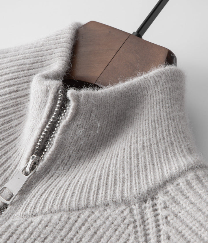 Mens Ribbed Sweater Full-Zip Knit