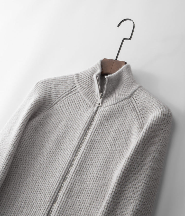 Mens Ribbed Sweater Full-Zip Knit