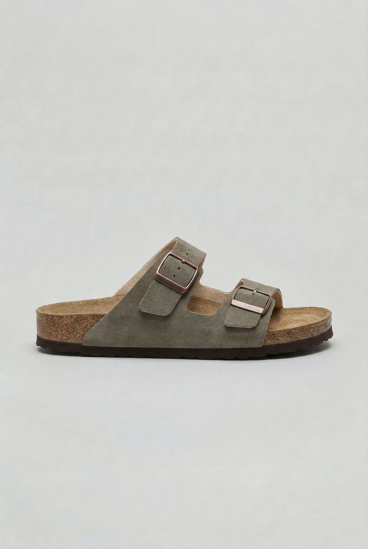 Mens Sandals Double Buckle Contoured Footbed