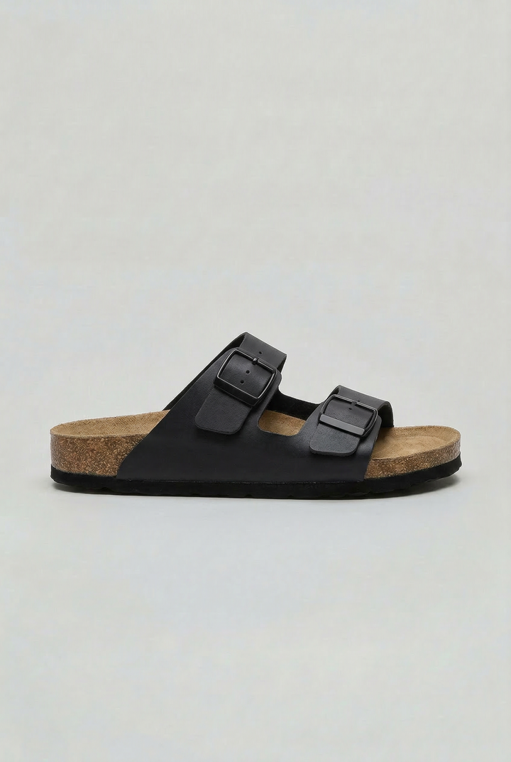 Mens Sandals Double Buckle Contoured Footbed