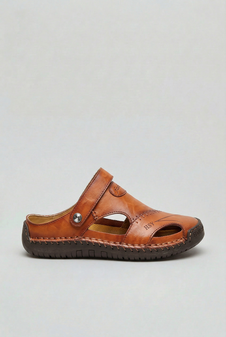 Mens Sandals Faux Leather Closed Toe - BritishMode