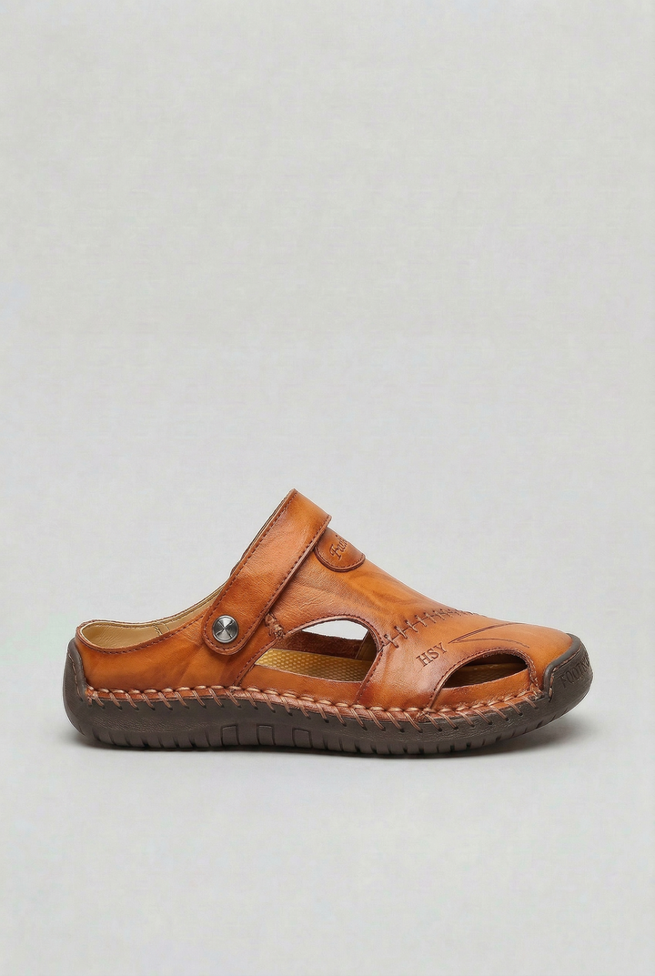 Mens Sandals Faux Leather Closed Toe