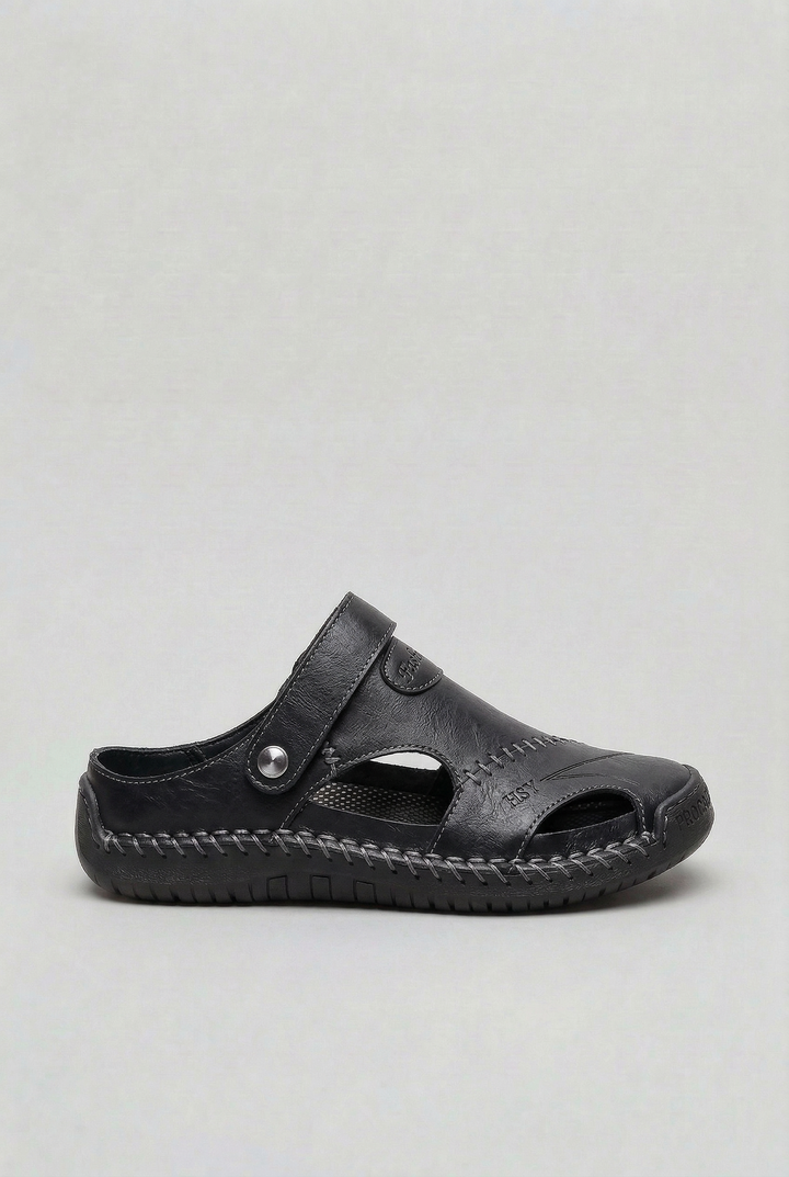 Mens Sandals Faux Leather Closed Toe