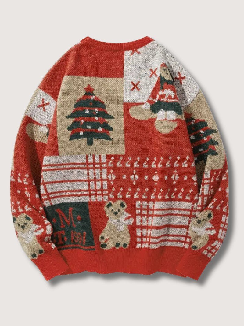 Mens Knit Sweater Patchwork Regular Fit