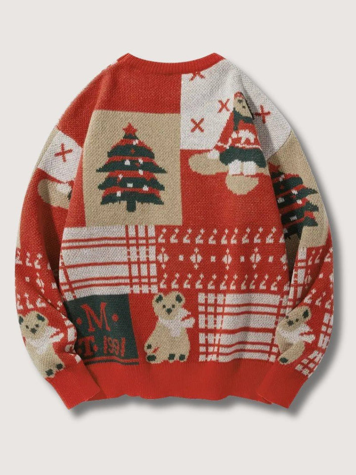 Mens Knit Sweater Patchwork Regular Fit