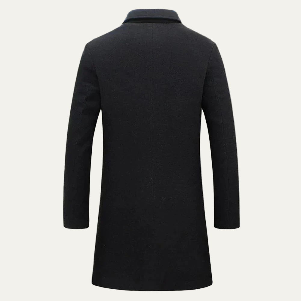 Mens Tailored Overcoat Wool Three-Button Long Fit