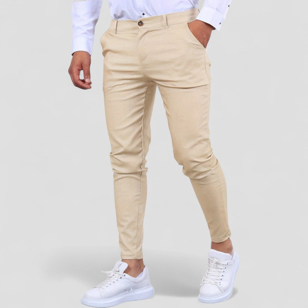 Mens Chino Trousers Slim Fit Cotton Blend - BritishMode