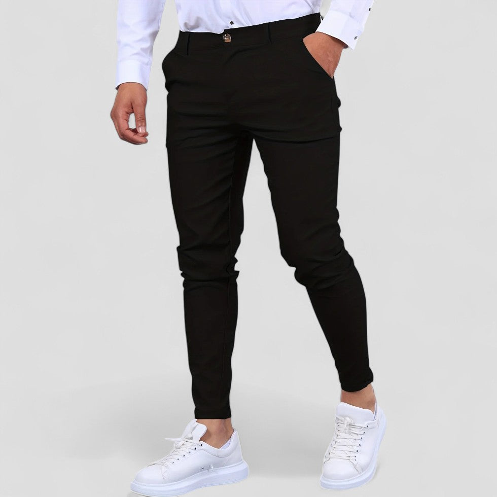 Mens Chino Trousers Slim Fit Cotton Blend