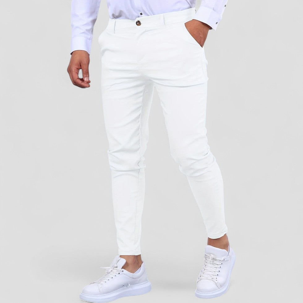 Mens Chino Trousers Slim Fit Cotton Blend