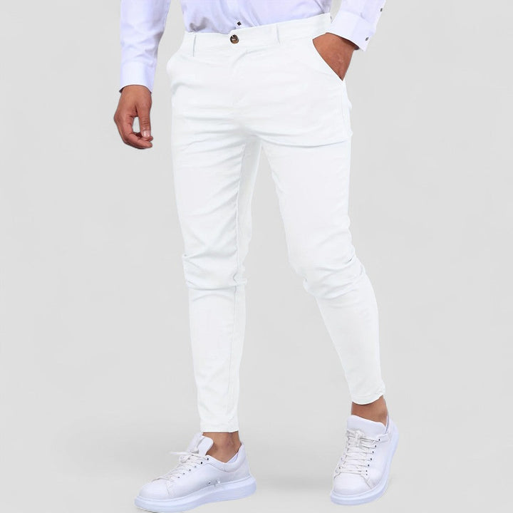 Mens Chino Trousers Slim Fit Cotton Blend