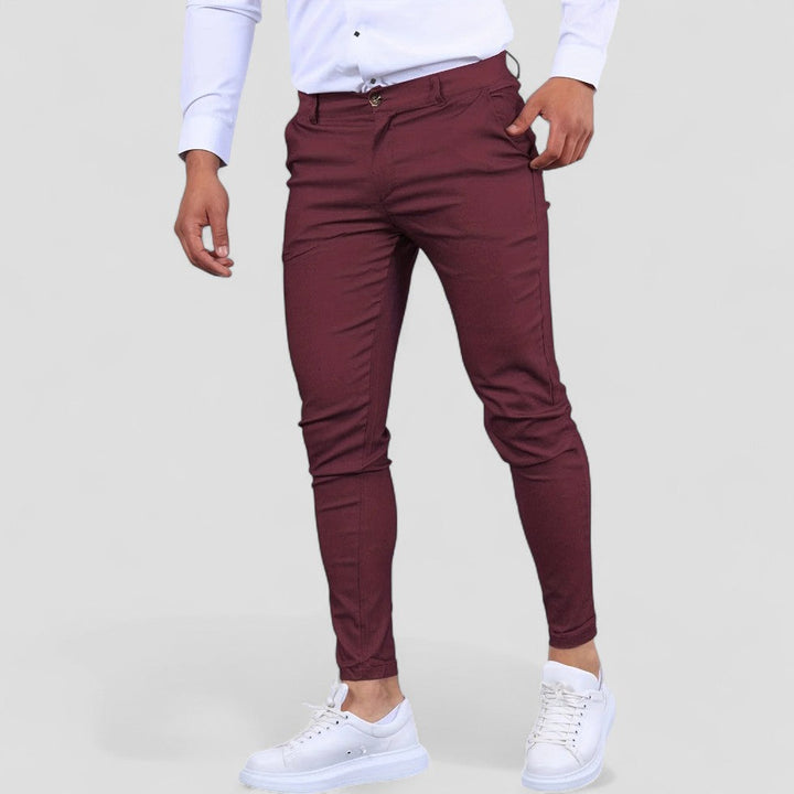 Mens Chino Trousers Slim Fit Cotton Blend