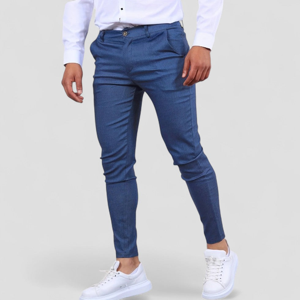 Mens Chino Trousers Slim Fit Cotton Blend