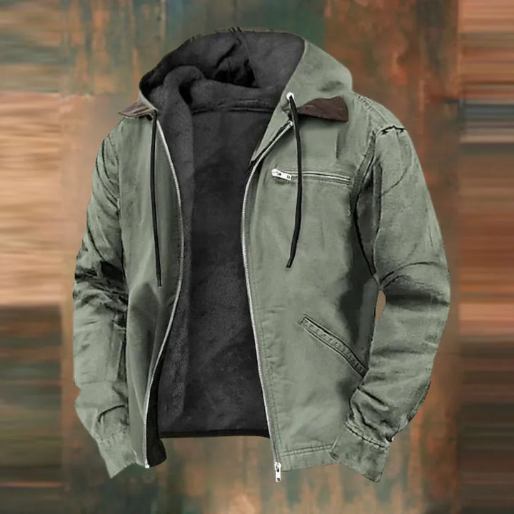 Unisex Zip-Up Hooded Jacket with Fleece Lining Warm