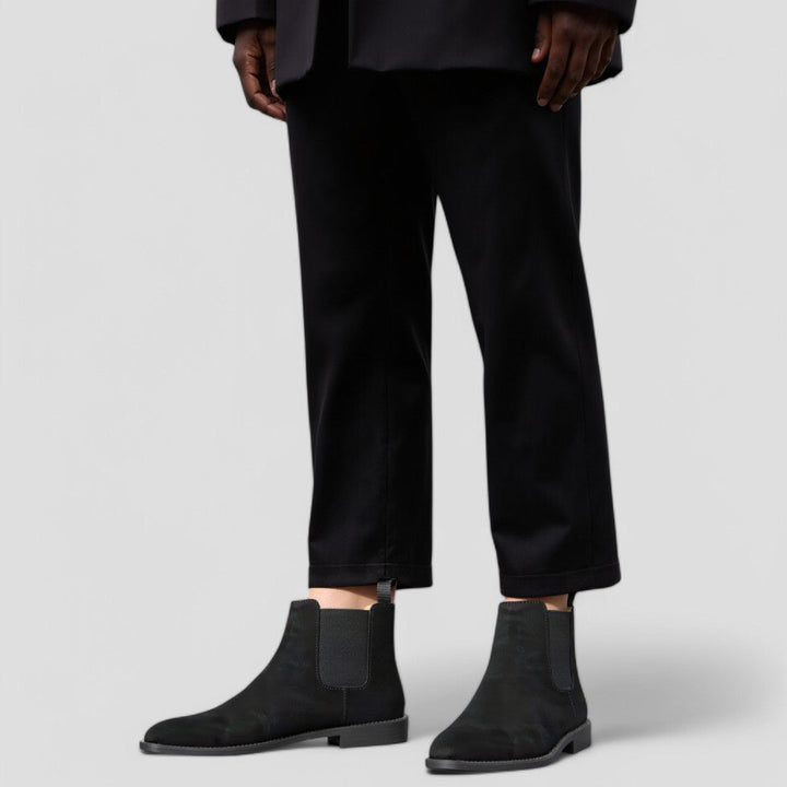 Mens Suede Chelsea Boots Slip-On Classic Casual