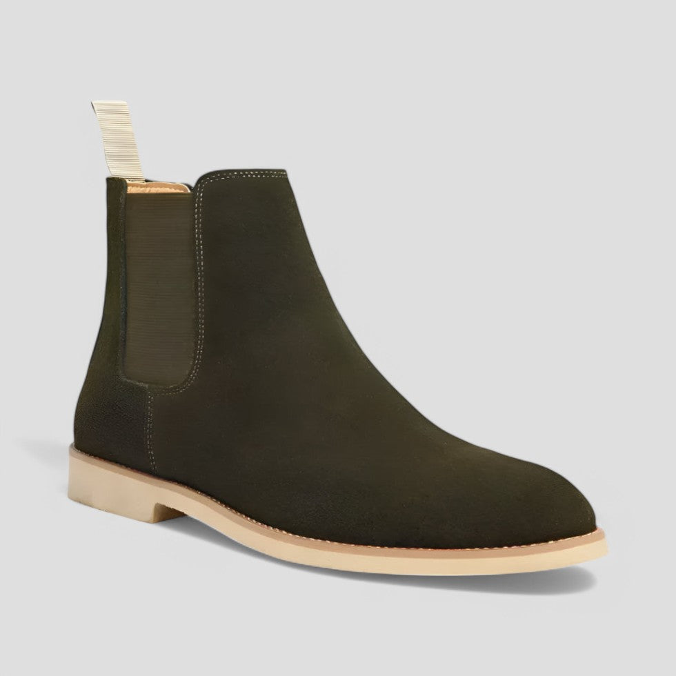 Mens Suede Chelsea Boots Slip-On Classic Casual