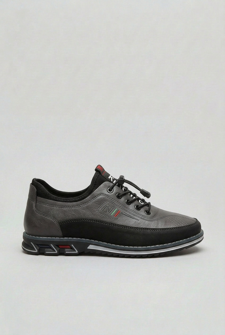 Mens Trainers Leather-Look Supportive Sole