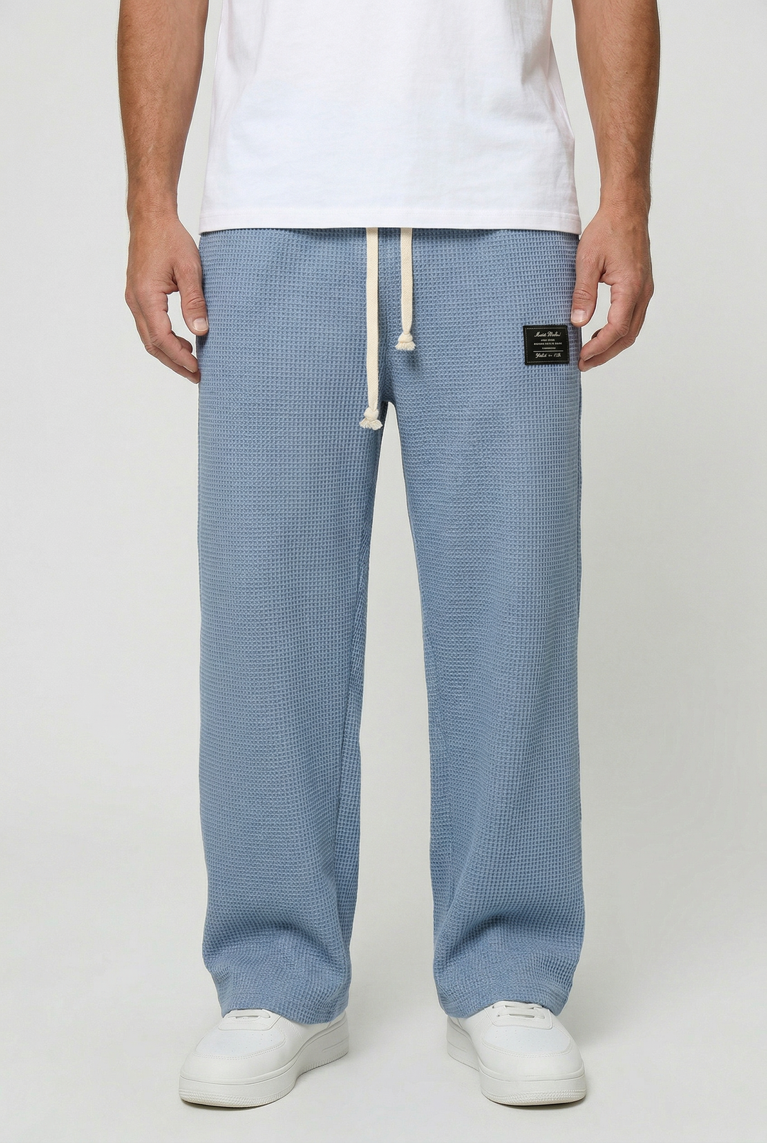Mens Wide Leg Trousers with Drawstring Waist - BritishMode