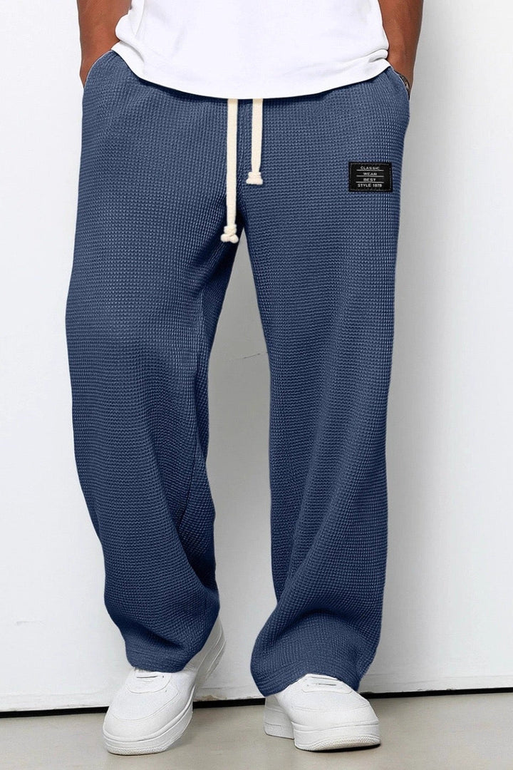 Mens Wide Leg Trousers with Drawstring Waist