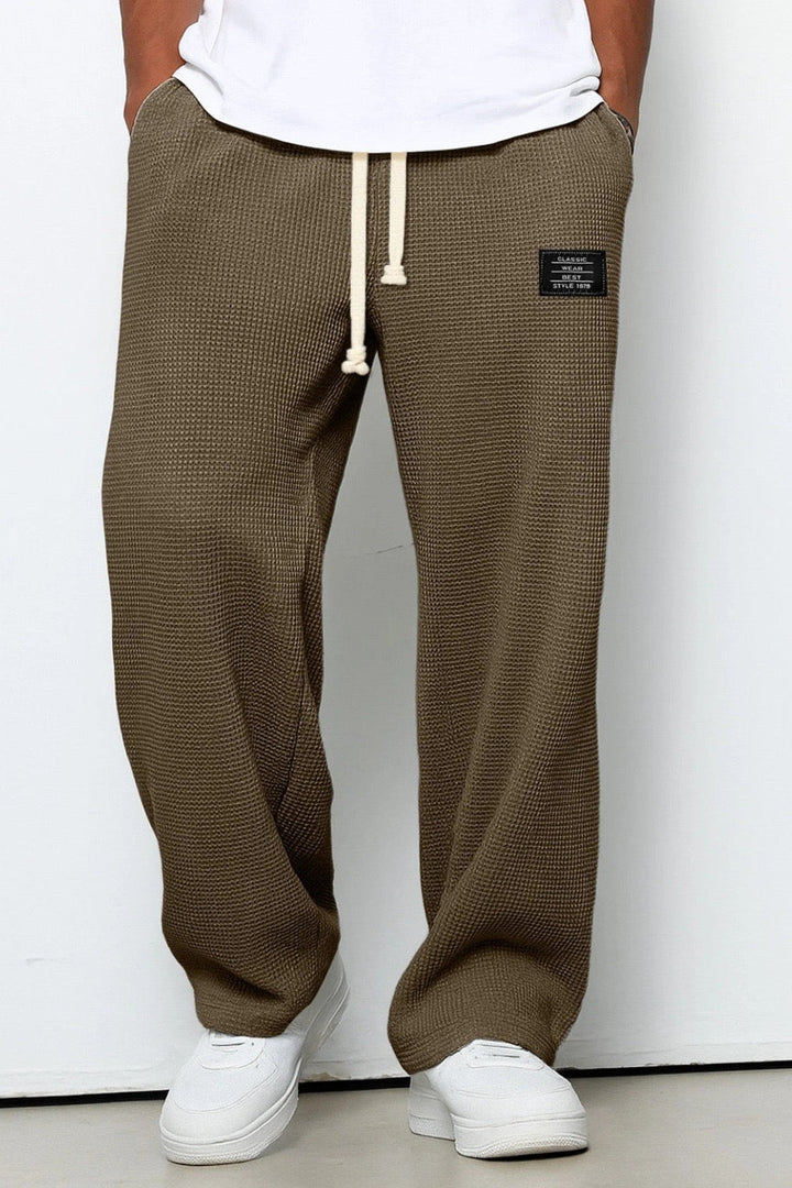 Mens Wide Leg Trousers with Drawstring Waist