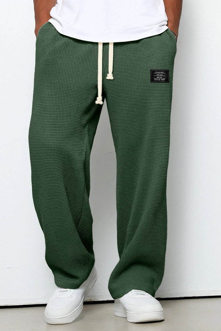 Mens Wide Leg Trousers with Drawstring Waist