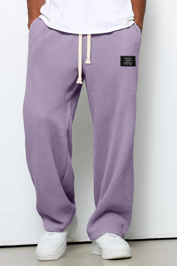 Mens Wide Leg Trousers with Drawstring Waist