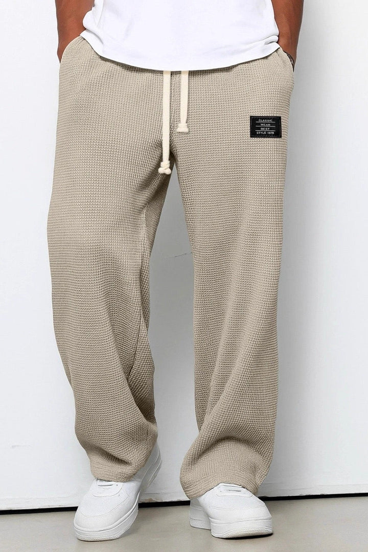 Mens Wide Leg Trousers with Drawstring Waist