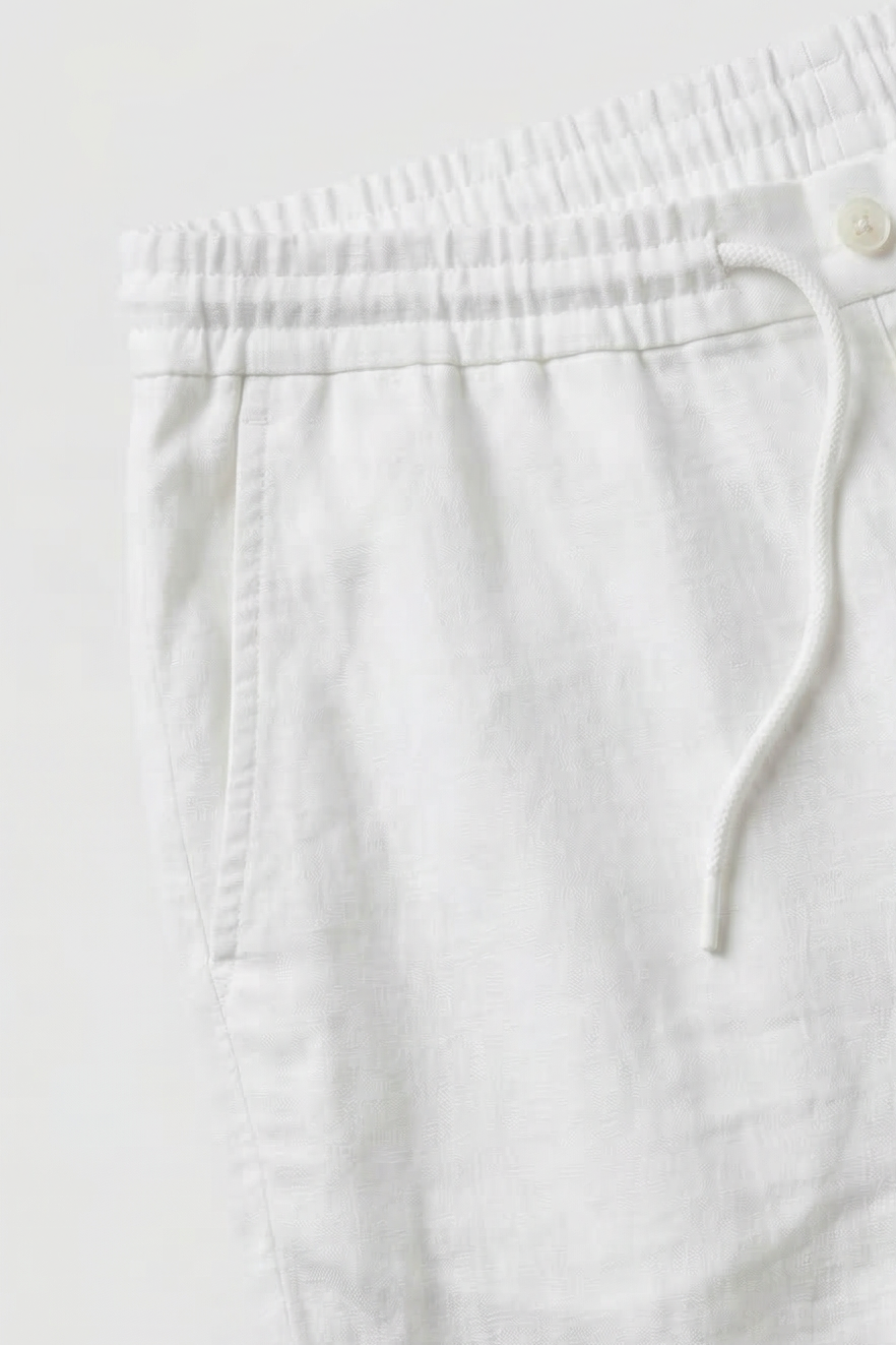 Mens Linen Look Trousers with Drawstring Waist