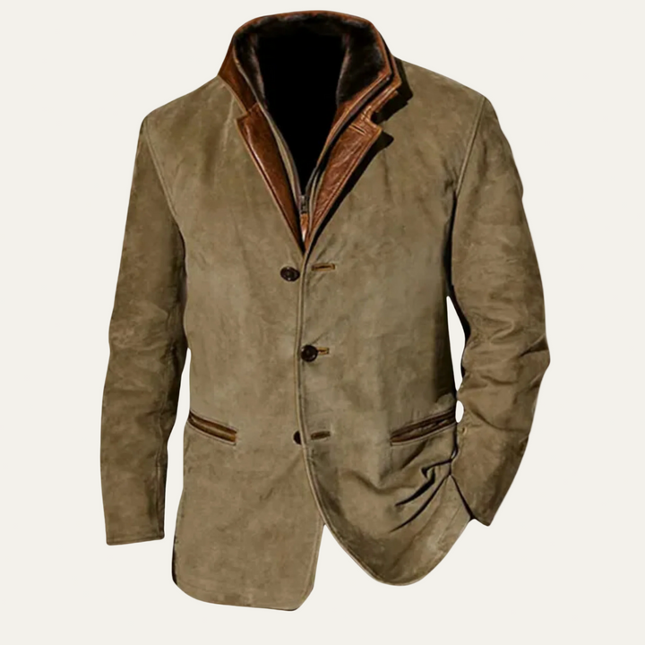 Mens Suede Coat Three-Button Classic Fit - BritishMode