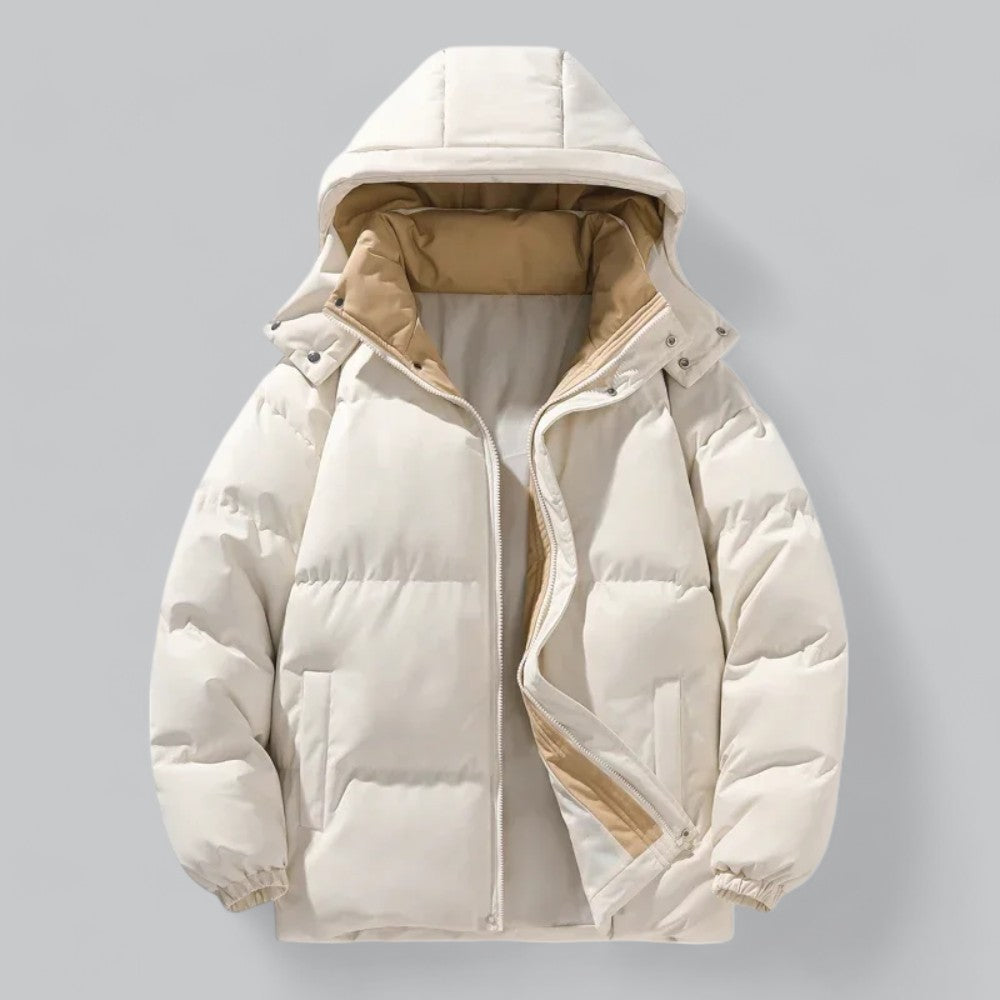 Mens Puffer Jacket Quilted Detachable Hood