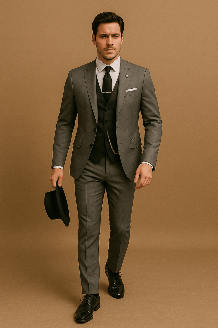 Mens Slim Fit Suit Set Blazer Waistcoat and Trousers Formal