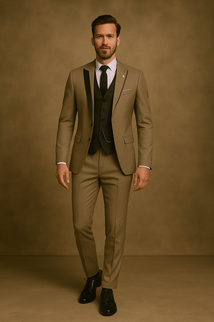 Mens Slim Fit Suit Set Blazer Waistcoat and Trousers Formal
