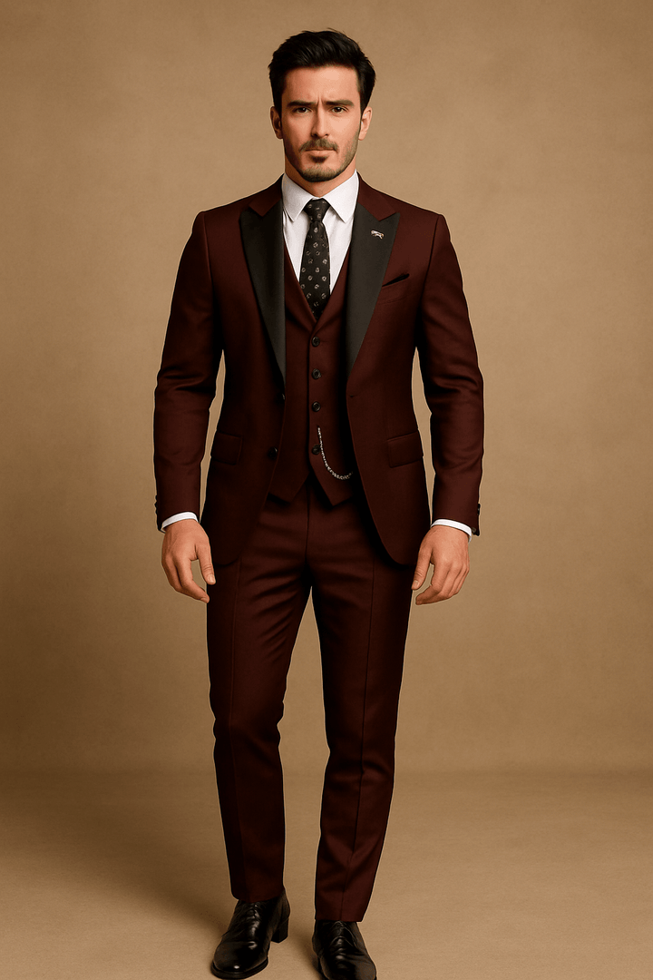 Mens Slim Fit Suit Set Blazer Waistcoat and Trousers Formal