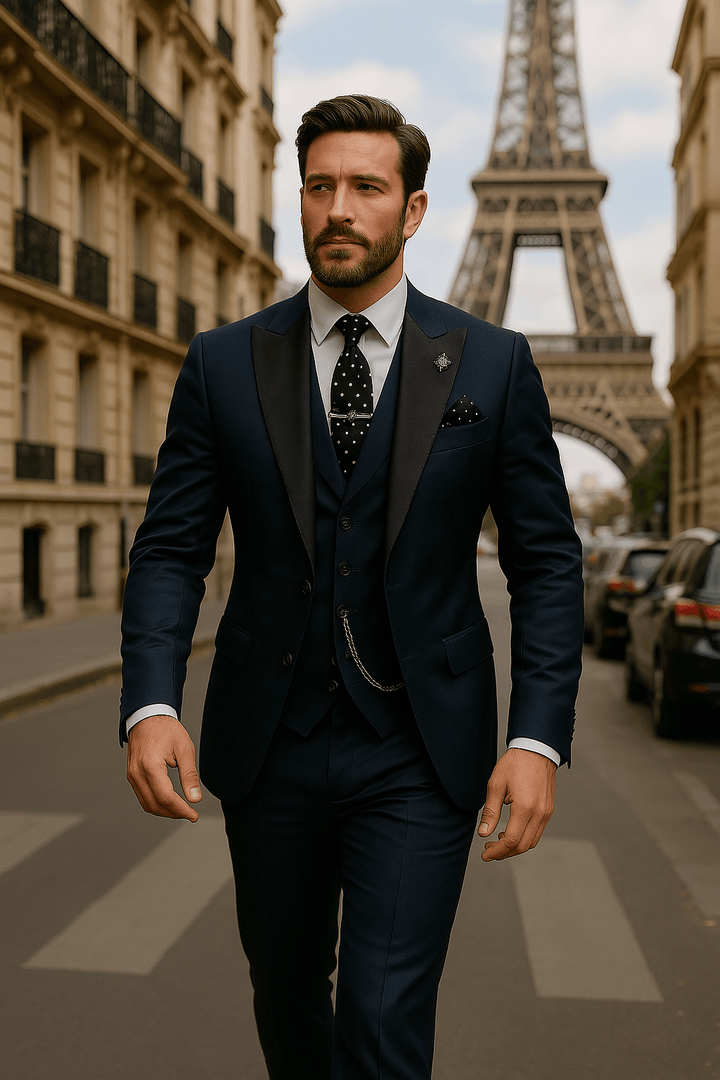 Mens Slim Fit Suit Set Blazer Waistcoat and Trousers Formal