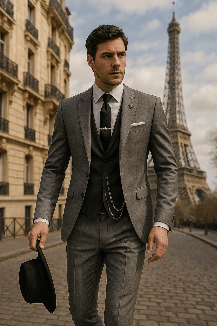 Mens Slim Fit Suit Set Blazer Waistcoat and Trousers Formal