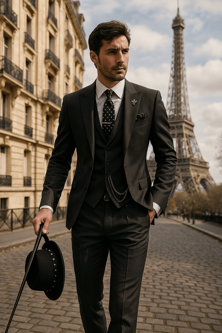 Mens Slim Fit Suit Set Blazer Waistcoat and Trousers Formal