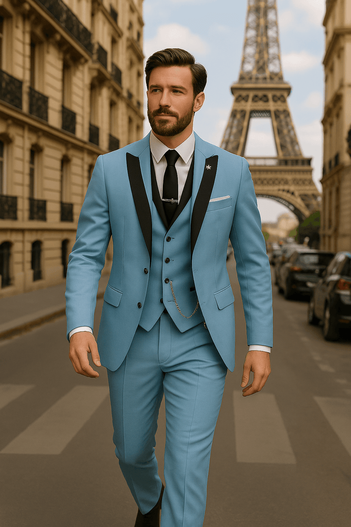 Mens Slim Fit Suit Set Blazer Waistcoat and Trousers Formal