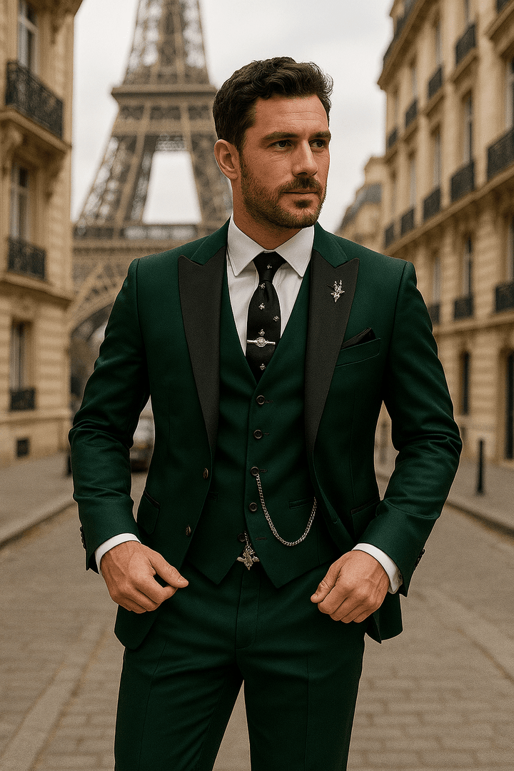 Mens Slim Fit Suit Set Blazer Waistcoat and Trousers Formal - BritishMode