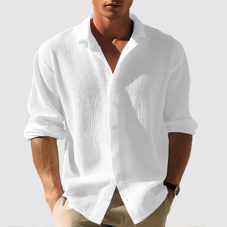 Mens Button-Down Shirt Cotton Relaxed Fit