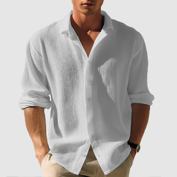 Mens Button-Down Shirt Cotton Relaxed Fit