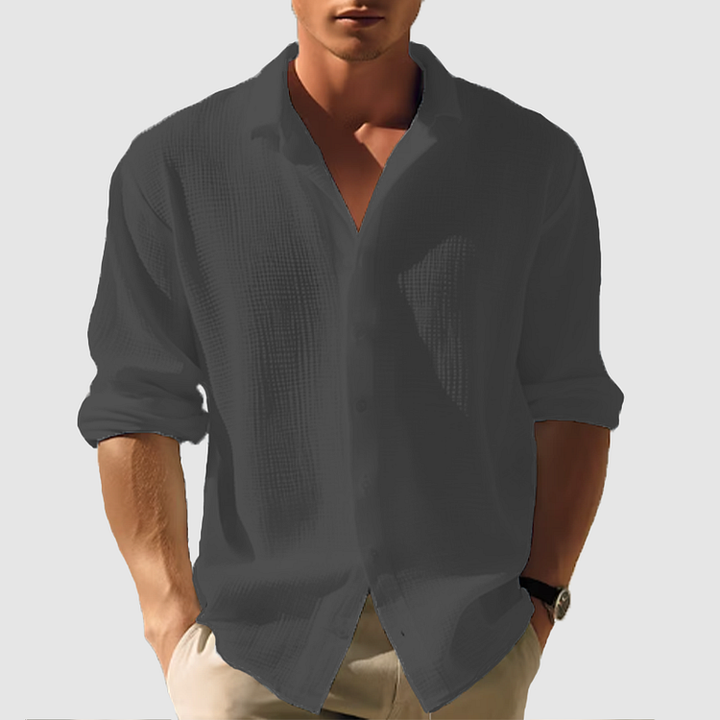Mens Button-Down Shirt Cotton Relaxed Fit