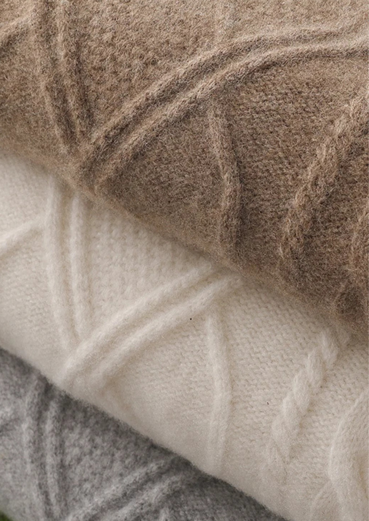 Mens Cable Knit Sweater Crew Neck Classic Fit