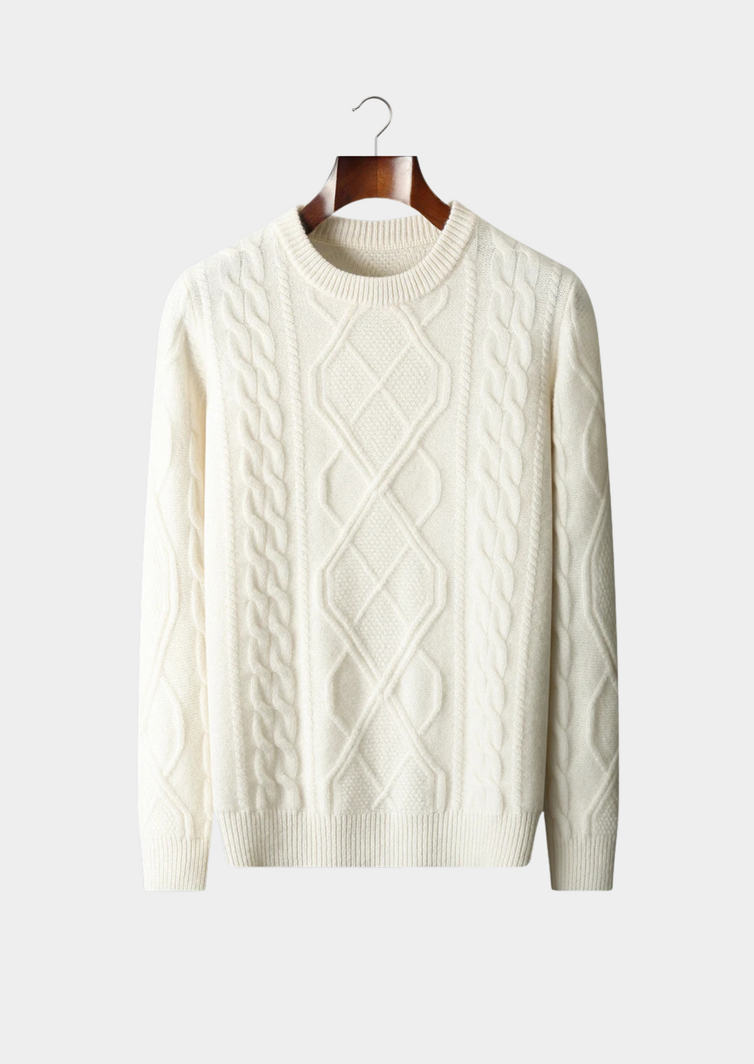 Mens Cable Knit Sweater Crew Neck Classic Fit - BritishMode