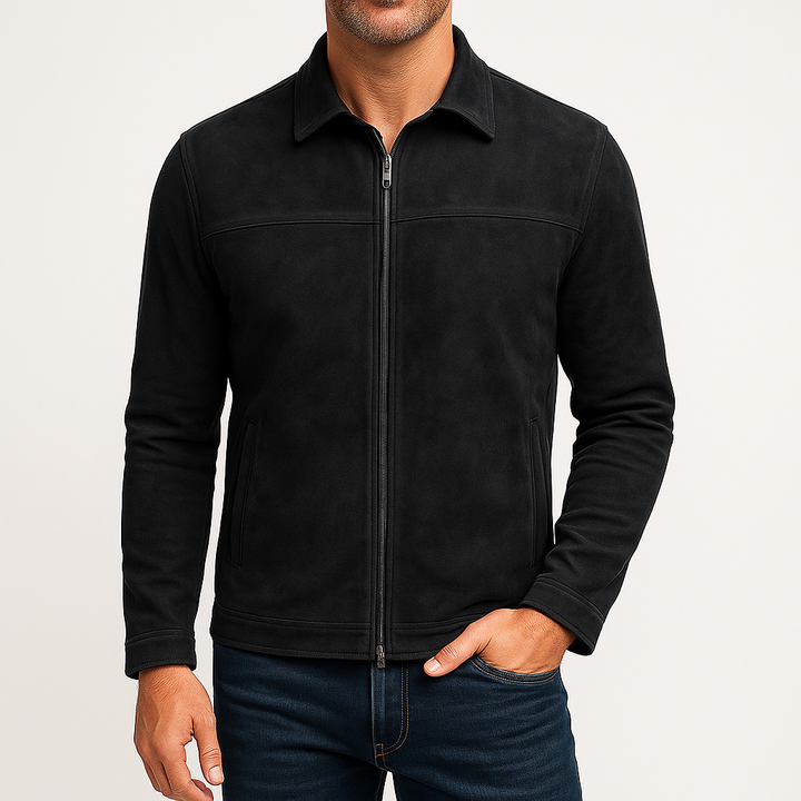 Mens Leather Jacket Minimalist Zip Front